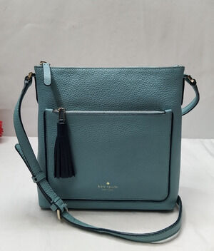 Kate Spade Blue Pebbled Leather Zipper Closure Crossbody Bag